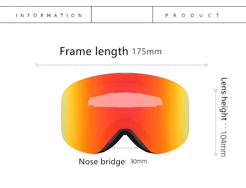 Gogle narciarskie z magnetycznymi soczewkami – podwójna szybka Anti-Fog
