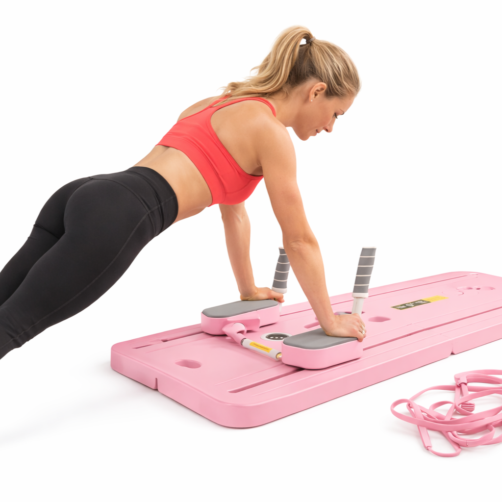 Składana deska do pilatesu z gumami oporowymi – domowy trening w stylu reformer | Home Gym
